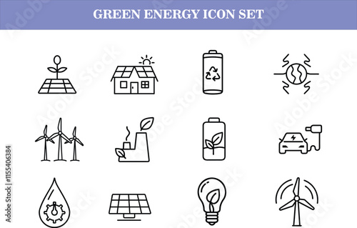 Vector green energy icon set