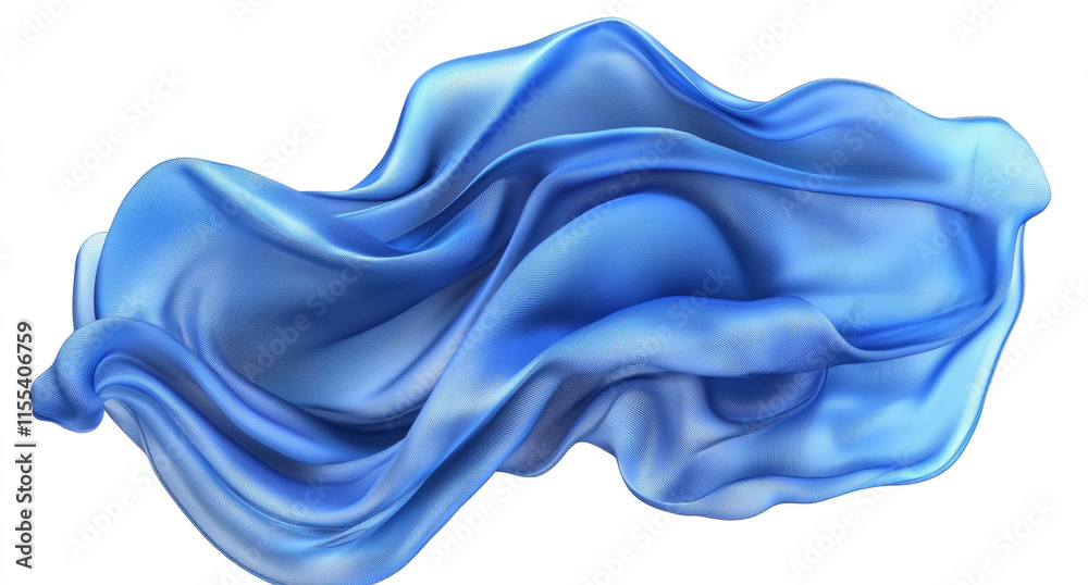 flying blue silk fabric isolated on a white background. flying blue silk fabric isolated on a white background.