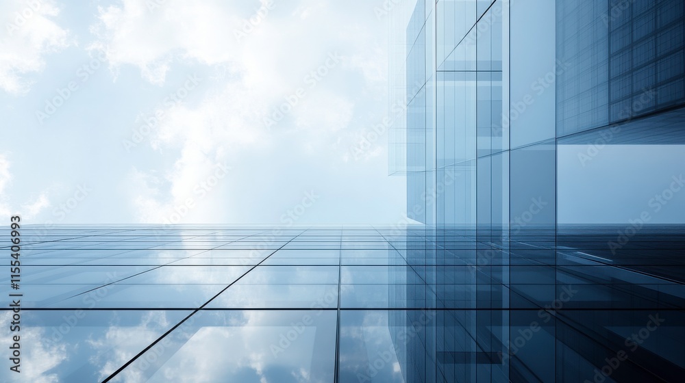 Glass Panels on High Rise Building in Urban Setting Glass Panels on High Rise Building in Urban Setting