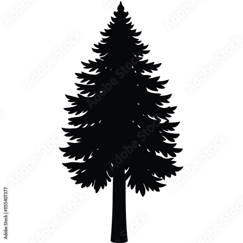 A Redwood tree black color silhouette