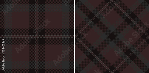 Check fabric vector of plaid seamless textile with a pattern tartan texture background. Set in dark colors in thanksgiving fashion for a cozy celebration.