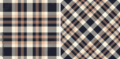 Check seamless background of textile tartan fabric with a texture pattern plaid vector. Set in winter colors for cozy casual brand clothing .