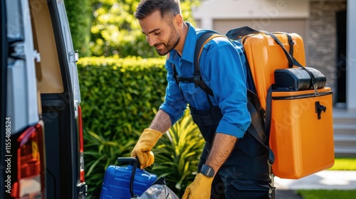 Close-Up of Pest Control Equipment in Use by a Technician Preparing for Treatment