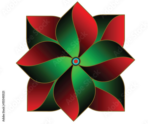 Abstract Geometric Flower with Red and Green Gradient