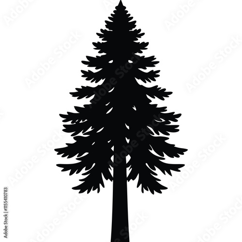 A Redwood tree black color silhouette