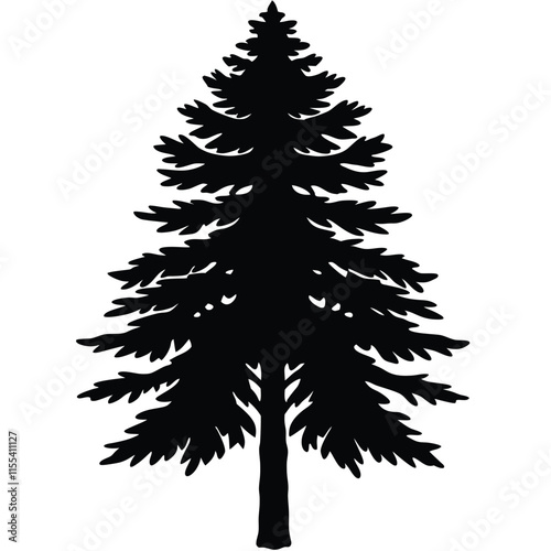 A Redwood tree black color silhouette