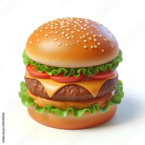 3D Burger on White Background photo