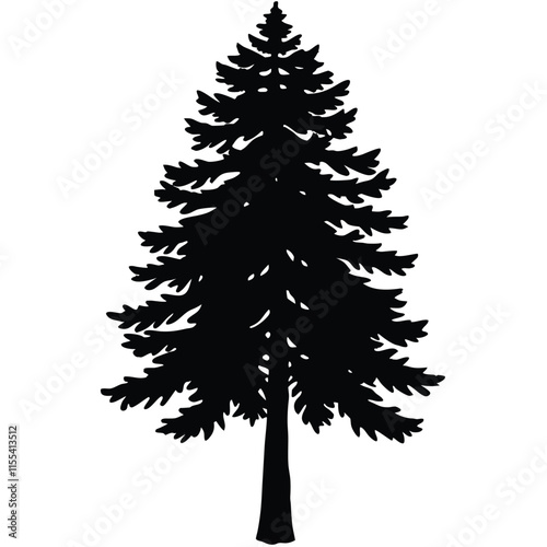 A Redwood tree black color silhouette