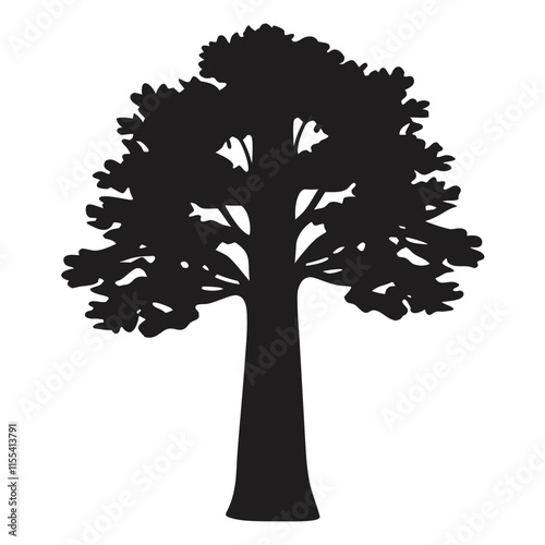 A Redwood tree black color silhouette