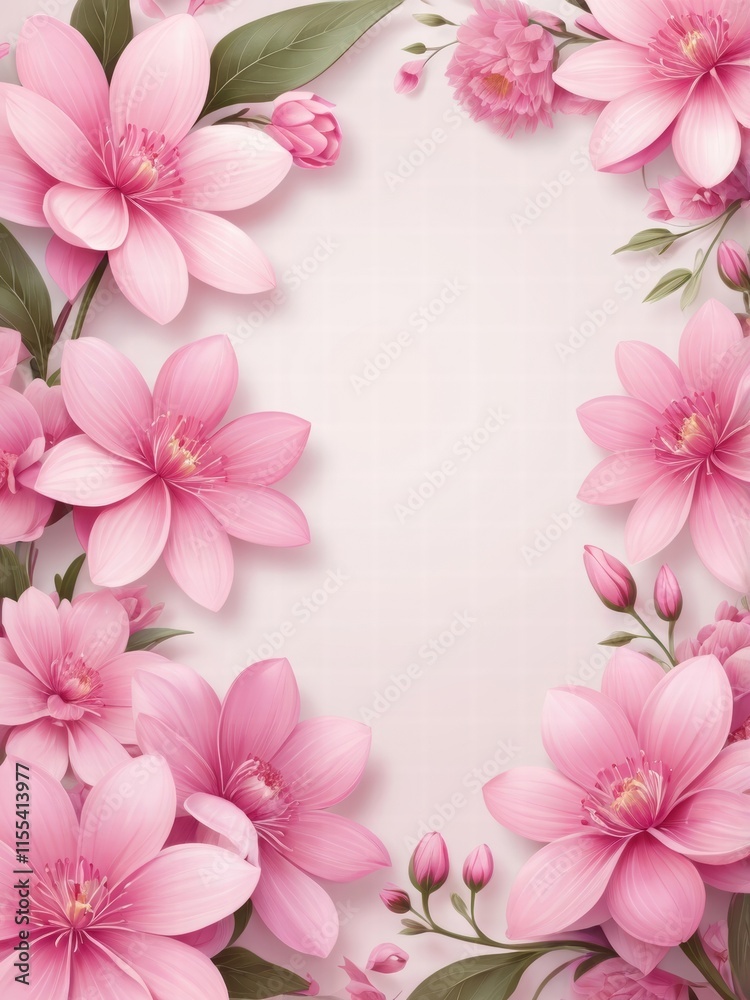 Elegant Pink Flower Arrangement with Clean Edges and Soft Background