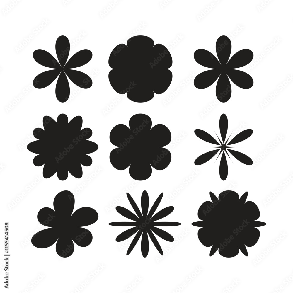 Obraz premium Flower icon set, Flower Silhouettes