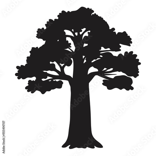 A Redwood tree black color silhouette