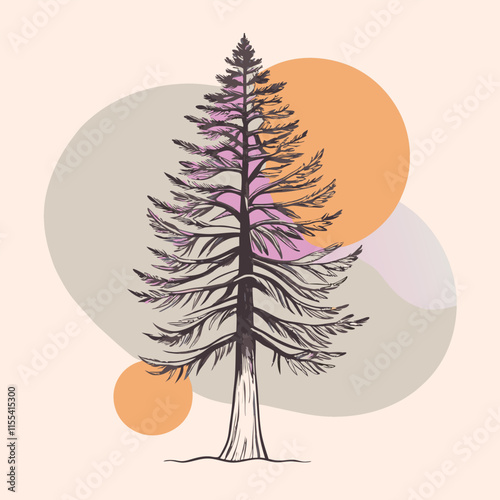 A Redwood tree black color silhouette