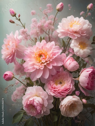 Vibrant Bouquet of Pink Flowers in World of Nature's Decay