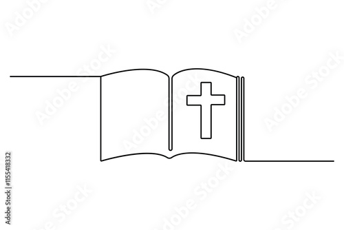 Christian three cross icon continuous one line art drawing of white background 