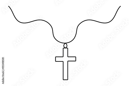 Christian three cross icon continuous one line art drawing of white background 