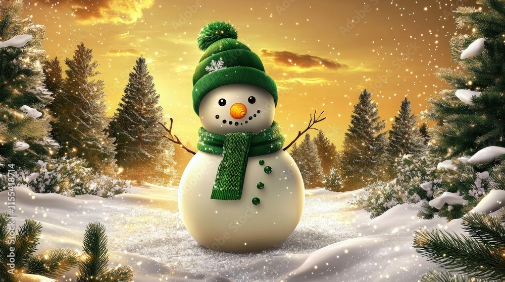 Obraz premium Handmade snowman in a peaceful snowy park