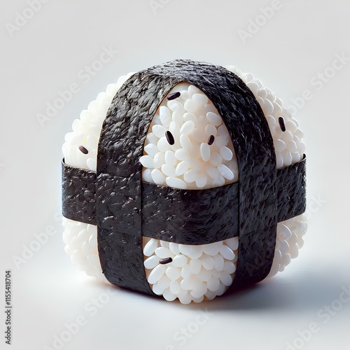 Onigiri in 3D Style on Solid White photo