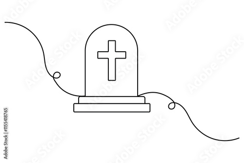 Christian three cross icon continuous one line art drawing of white background 