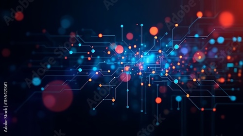 Network path connecting flow. Digital communication technology concept, science research.