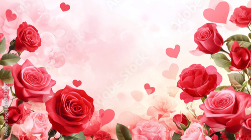 Wallpaper Mural Valentines Day Romantic Background with Red Roses and Hearts for Love Celebration and Floral Design Torontodigital.ca