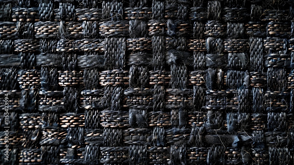 A close up of a woven black fabric with a slight sheen. A close up of a woven black fabric with a slight sheen.