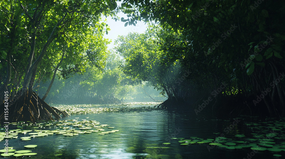 Obraz premium coastal mangrove wetlands with mud crabs, marine conservation area