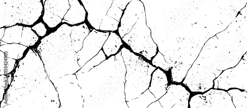 Black branched lines. Cracks and scratches. Broken damaged wall or dry ground, cracked concrete or asphalt surfaces. Damage and breakage themes. Vector illustration.
