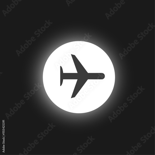 Airplane icon set vector on black background