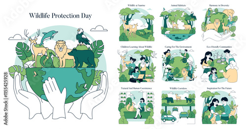 Wildlife Protection Day. Flat Vector Illustration