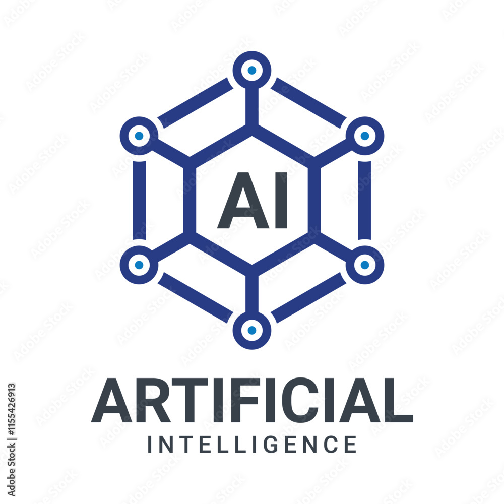 Artificial intelligence logo vector art graphics. Ai pictogram. Tech logo. Digital logo and Ai icon. Hexagonal Ai generated vector robot logo. Artificial intelligence logo vector art graphics. Ai pictogram. Tech logo. Digital logo and Ai icon. Hexagonal Ai generated vector robot logo.