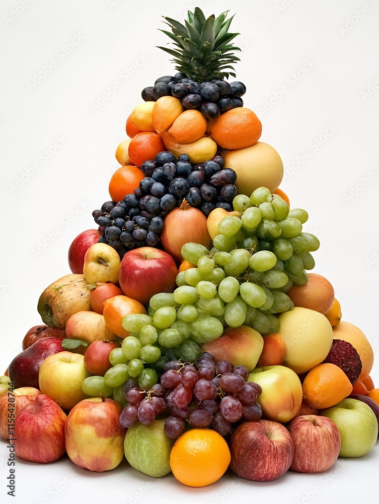 Artistic Pyramid of Diverse Fresh Fruits with Apples Oranges Grapes and Pineapple : Generative AI Artistic Pyramid of Diverse Fresh Fruits with Apples Oranges Grapes and Pineapple : Generative AI