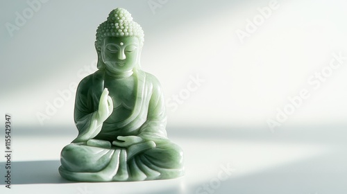 Mini Jade Buddha Statue Leaning Forward in Greeti