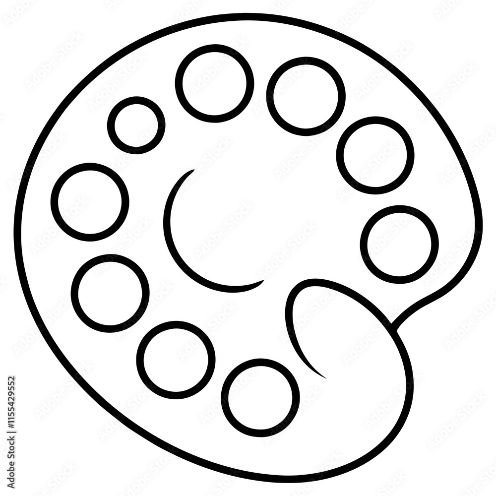 Art Palette Line Art Vector Illustration Art Palette Line Art Vector Illustration