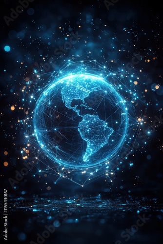 Wallpaper Mural Abstract digital representation of Earth in glowing blue network Torontodigital.ca