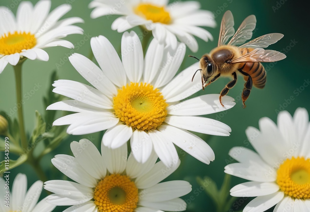 A Magnified Portrait of a Honey Bee in Golden Hour Glow A Magnified Portrait of a Honey Bee in Golden Hour Glow