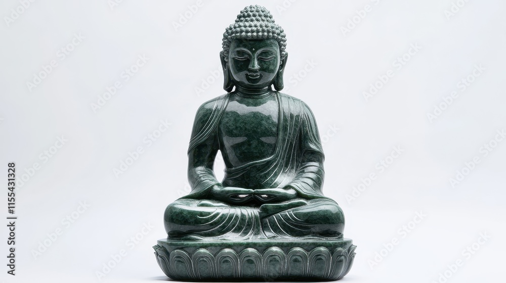 Obraz premium Intricate Jade Buddha Statue with Calm Expression