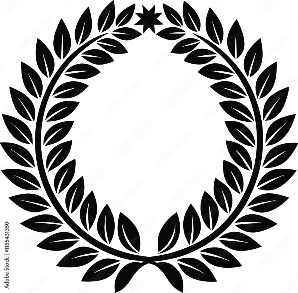 Obraz premium Wreath Laurel silhouette circular vector icon 