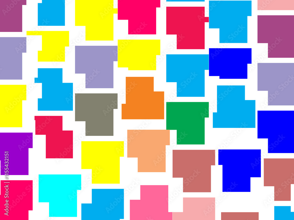 Abstract colorful checkered pattern seamless and confetti, on white background. Bright colorful retro checkered pattern background. Pixel pattern game background.