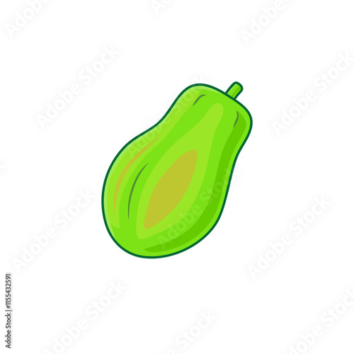 Green Papaya Fruit Illustration Simple Line Art Design