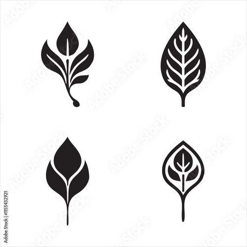 leaf silhouettes with vector eps illustration on a white background high-quality fully editable file
