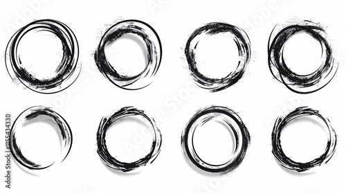 Hand-Drawn Doodle Sketched Circles and Scribble Rings Isolated on White Background photo