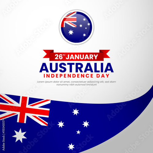 Australia day Square Banner background for greeting card, poster, label, prints with waving flag