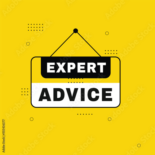 Expert advice hanging banner sign isolated vector illustration design.