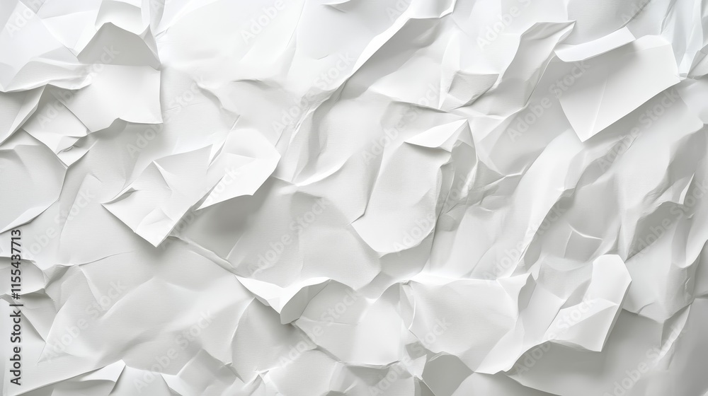 Fototapeta premium A close-up of crumpled white paper, showcasing texture and depth.