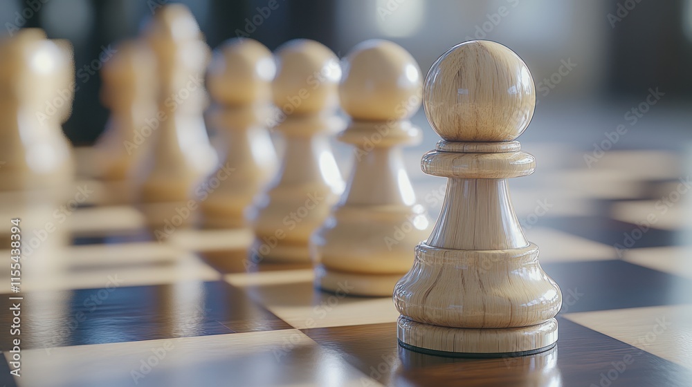 Close-up of a Chess Pawn on a Polished Chessboard Close-up of a Chess Pawn on a Polished Chessboard