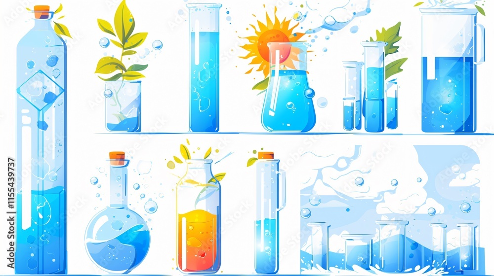 States of Matter: Solid Liquid Gas Vector Diagram Stock Illustration