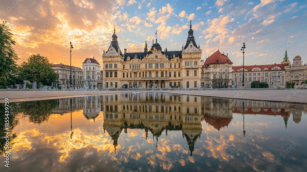 Fototapeta premium Majestic European Architecture at Sunrise