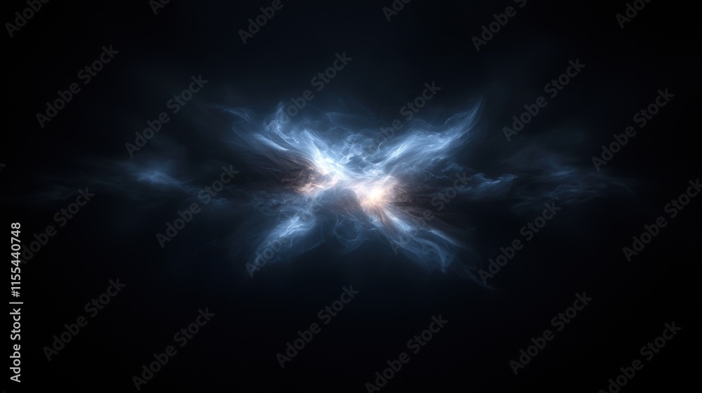 Obraz premium A dark blue space with a bright blue cloud in the middle