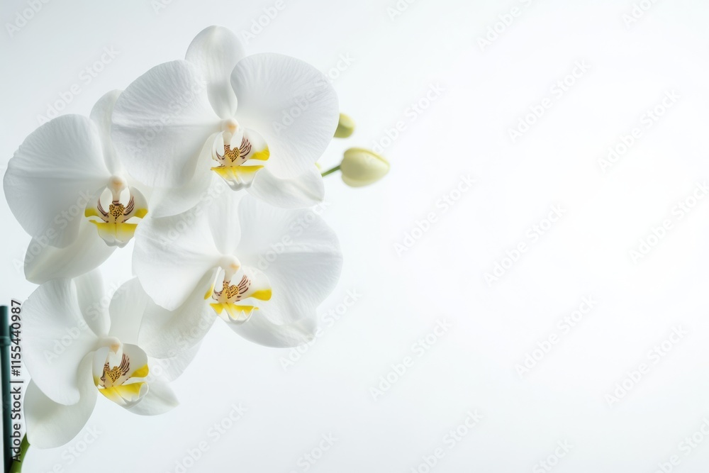 Elegant White Orchid Blossoms on Soft Background Elegant White Orchid Blossoms on Soft Background
